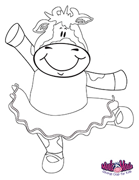 Moola coloring page cow dancing